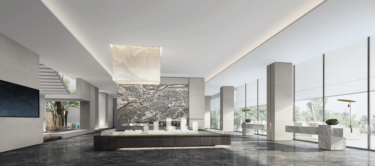 YANG高端地产售楼营销中心设计作品_广州华侨城云邸项目展示中心沙盘区